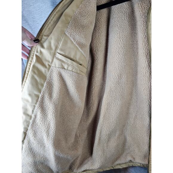 NWT Vtg Y2K Dickies Men Tan Sherpa Lined Canvas Work Jacket Insulated Full Zip L - Picture 11 of 12
